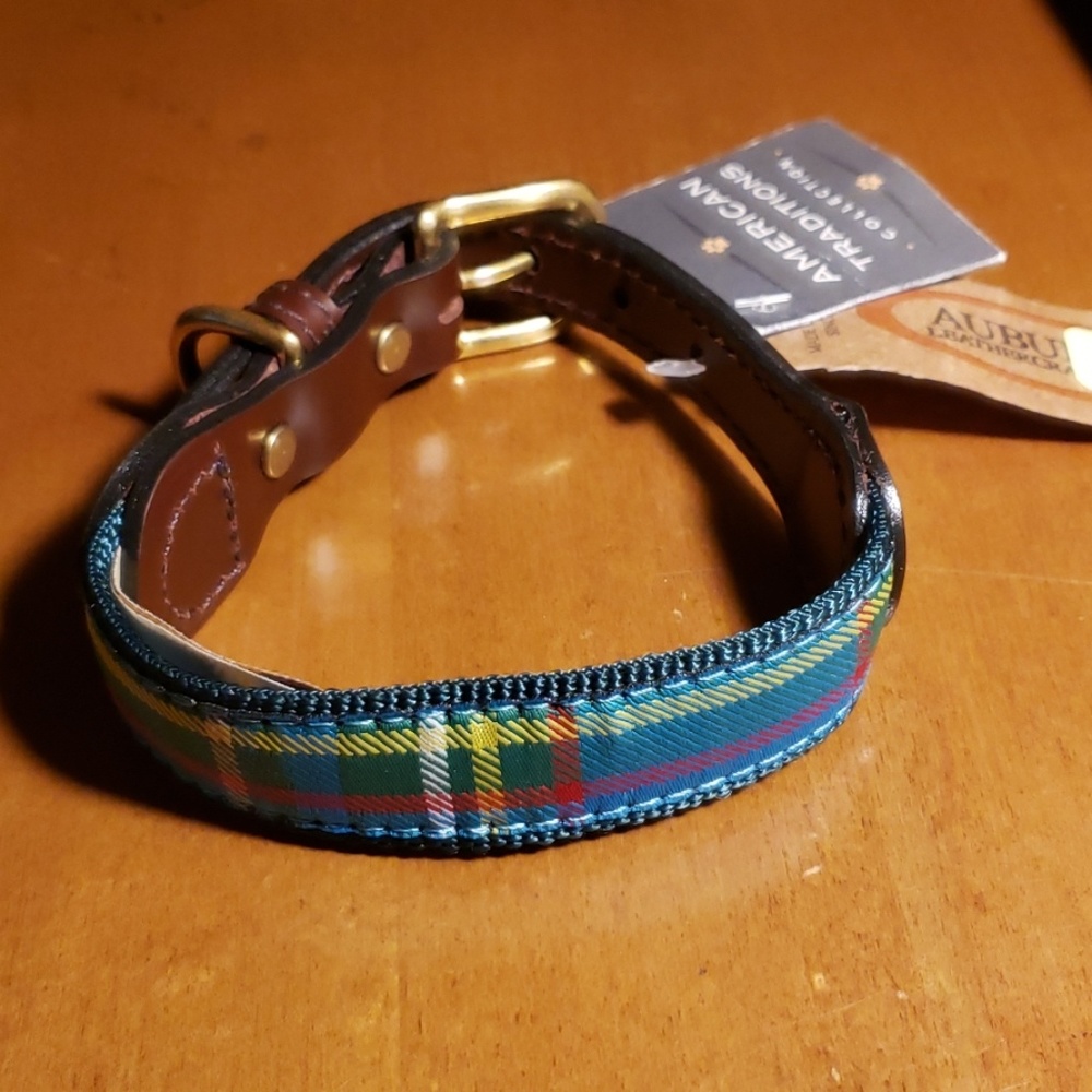 Auburn Leathercrafters Dog Collars Green Plaid